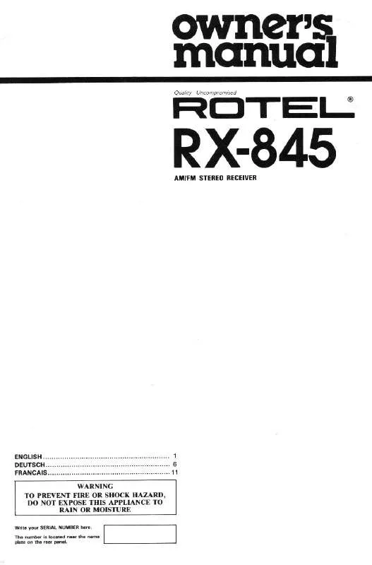 Mode d'emploi ROTEL RX-845
