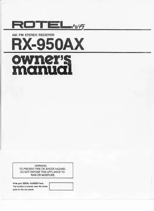 Mode d'emploi ROTEL RX-950AX