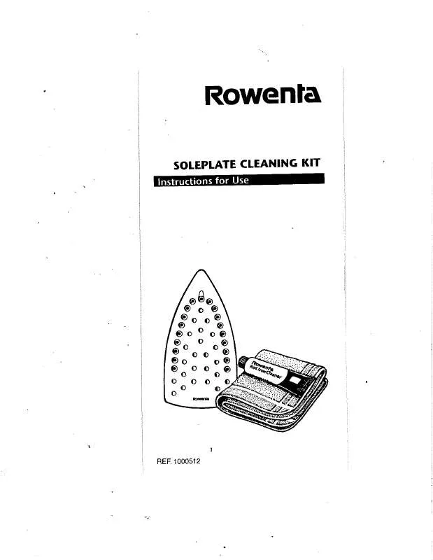 Mode d'emploi ROWENTA SOLEPLATE CLEANING KIT