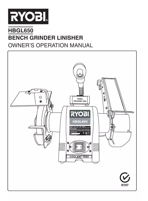 Mode d'emploi RYOBI 375W BENCH GRINDER 150MM HBGL650