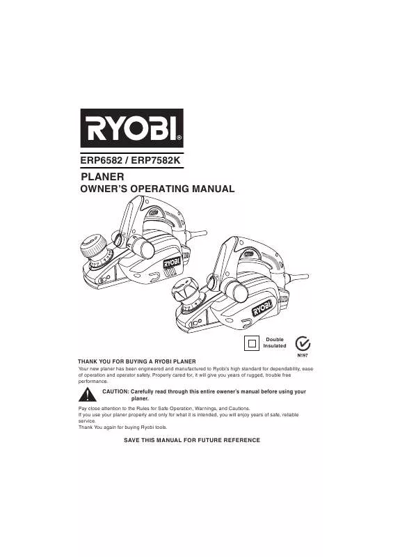 Mode d'emploi RYOBI 650W REBATE PLANER ERP6582