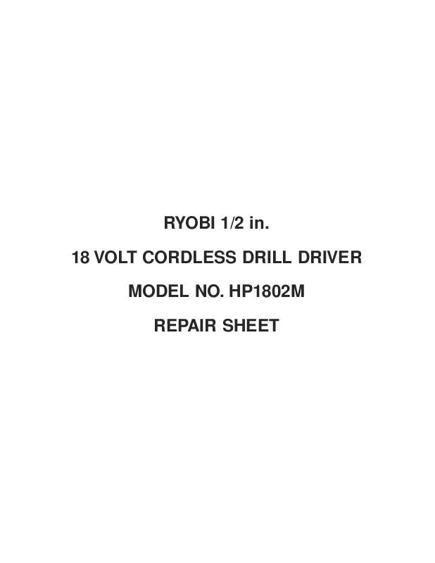 Mode d'emploi RYOBI HP1802M