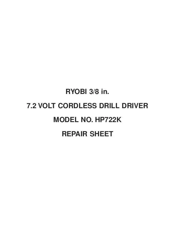 Mode d'emploi RYOBI HP722K