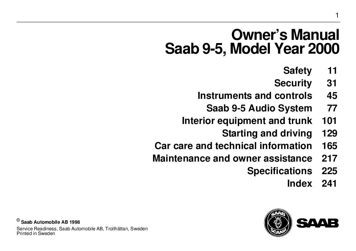 Mode d'emploi SAAB 9-5 2000