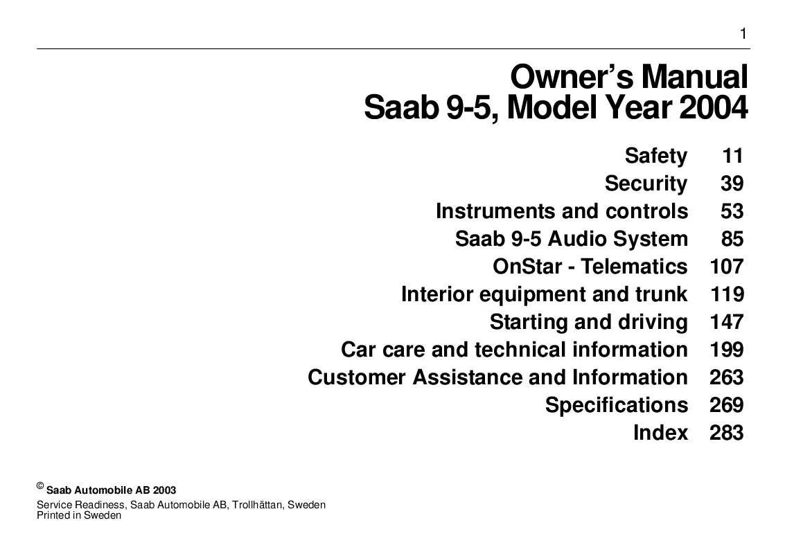 Mode d'emploi SAAB 9-5 2004