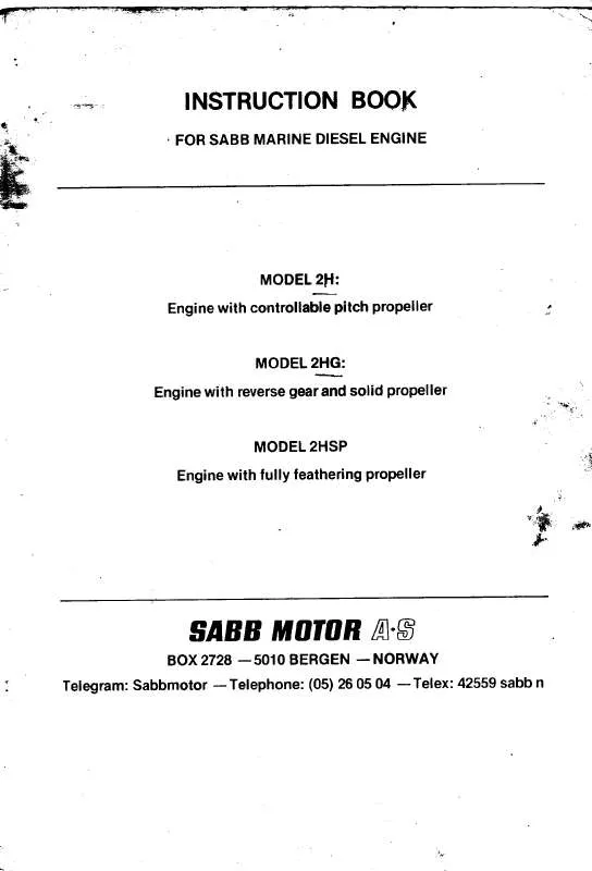 Mode d'emploi SABB MOTOR 2HSP