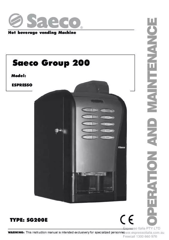 Mode d'emploi SAECO EXPRESSO GROUP 200