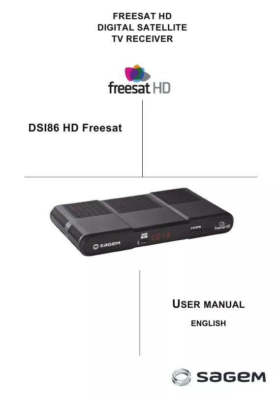 Mode d'emploi SAGEM DSI86 HD FREESAT