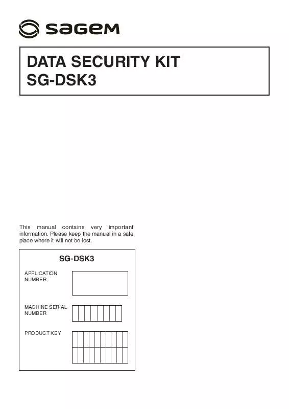 Mode d'emploi SAGEM SG-DSK3