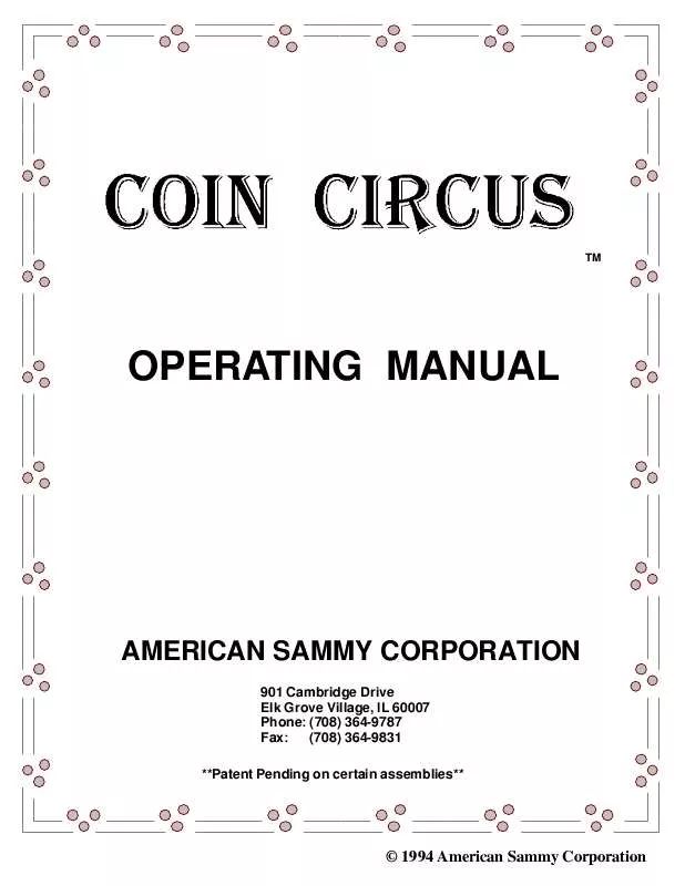 Mode d'emploi SAMMY COIN CIRCUS