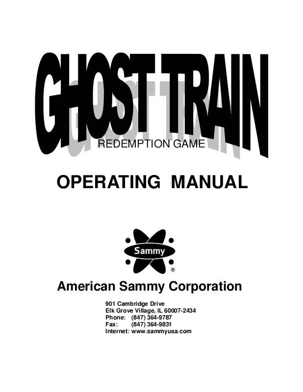 Mode d'emploi SAMMY GHOST TRAIN REDEMPTION GAME