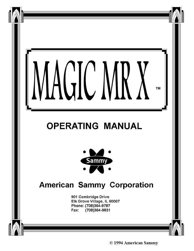 Mode d'emploi SAMMY MAGIC MRX