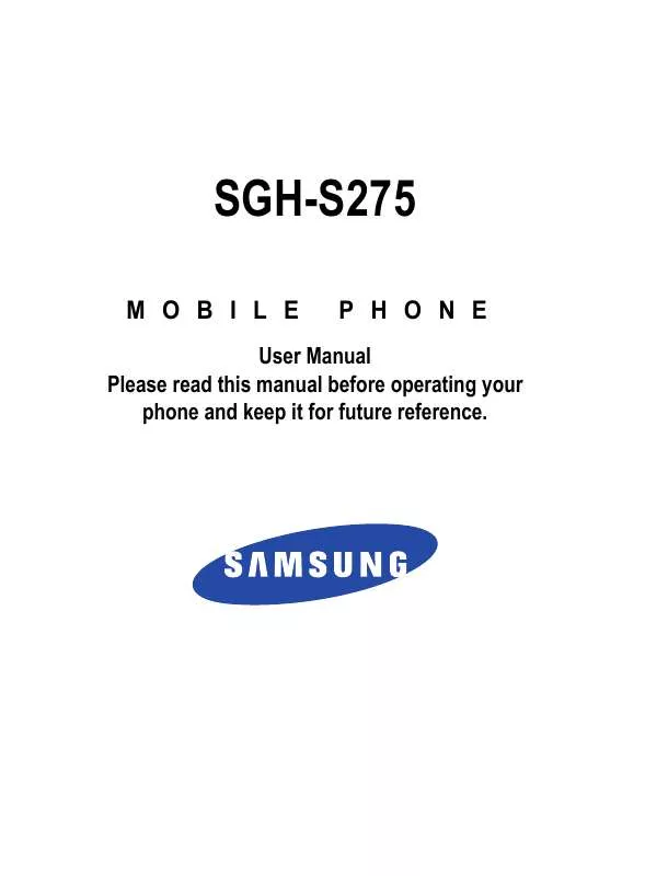 Mode d'emploi SAMSUNG SGH-S275M
