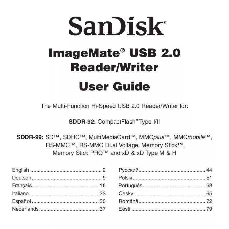 Mode d'emploi SANDISK IMAGEMATE USB 2.0