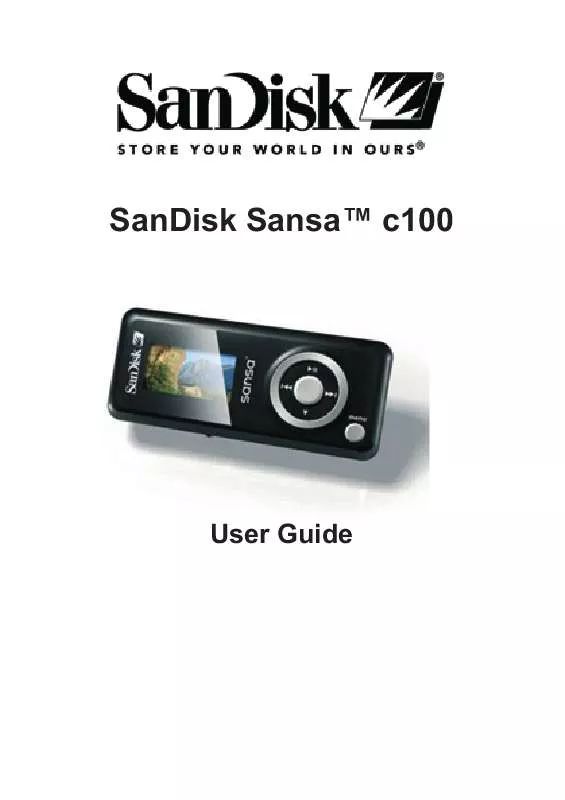 Mode d'emploi SANDISK SANSA C100
