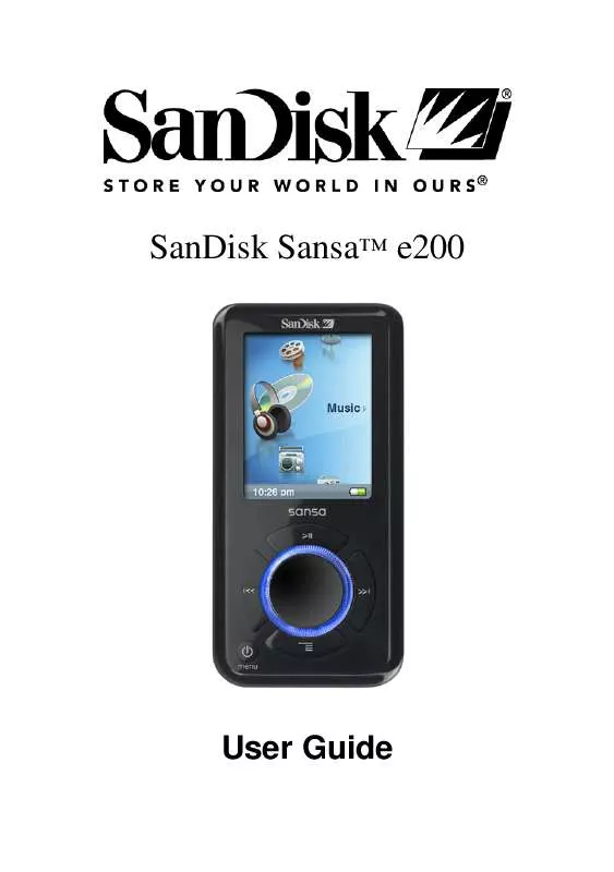 Mode d'emploi SANDISK SANSA E200