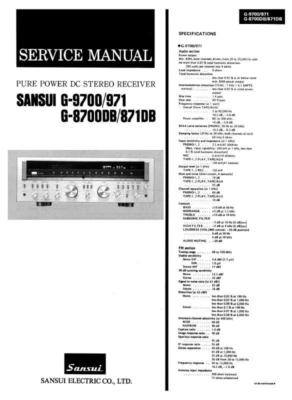 Mode d'emploi SANSUI G-9700