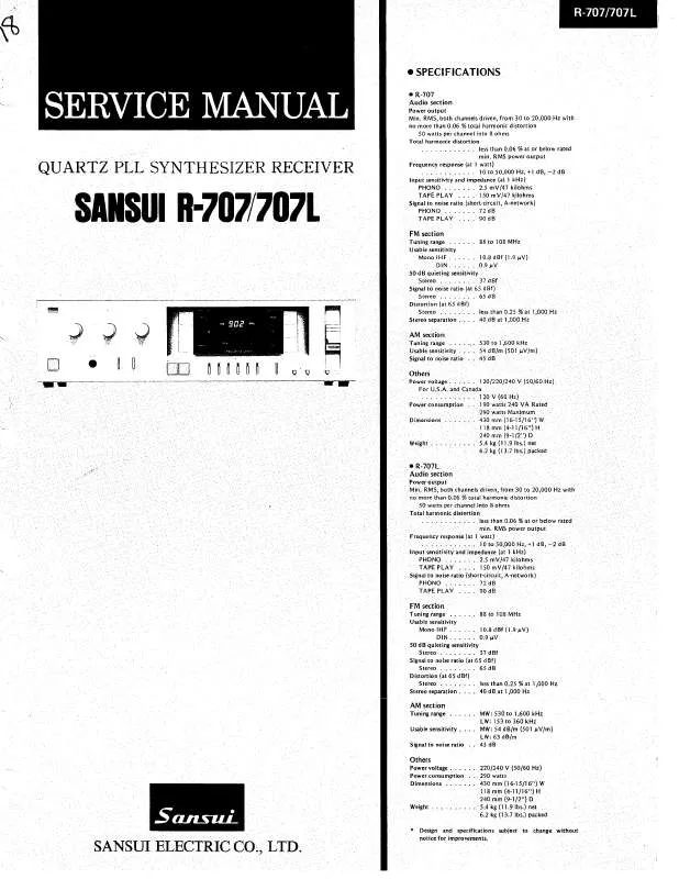 Mode d'emploi SANSUI R-707