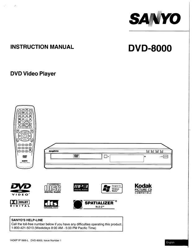 Mode d'emploi SANYO DVD8000