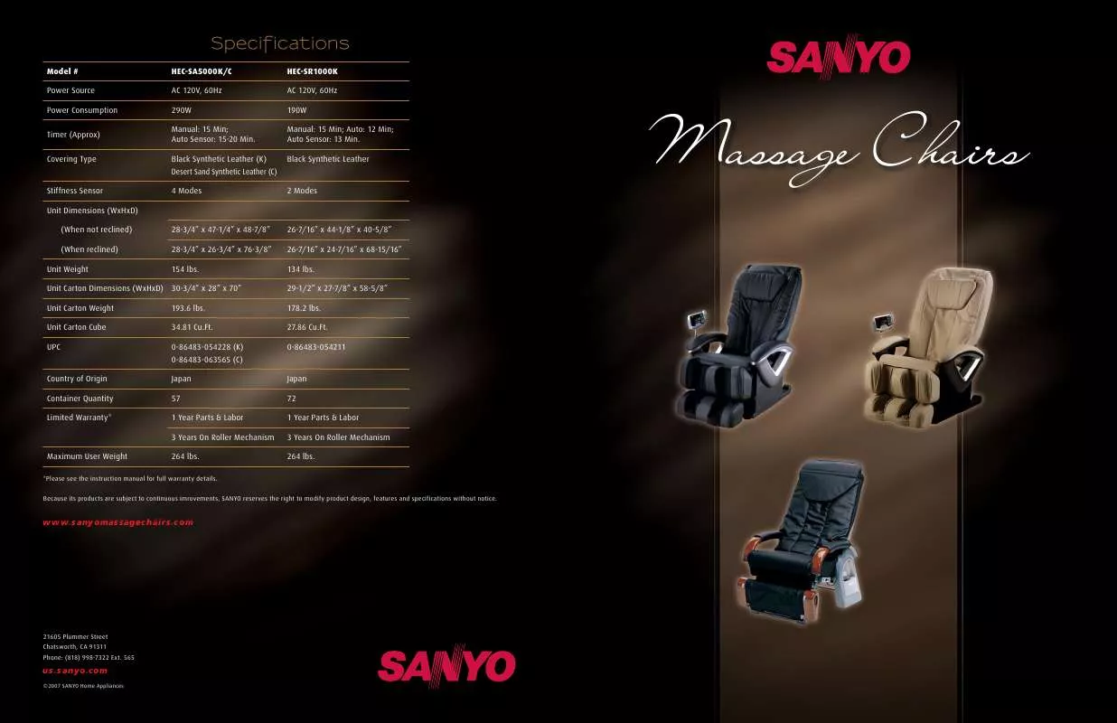 Mode d'emploi SANYO HEC-SA5000