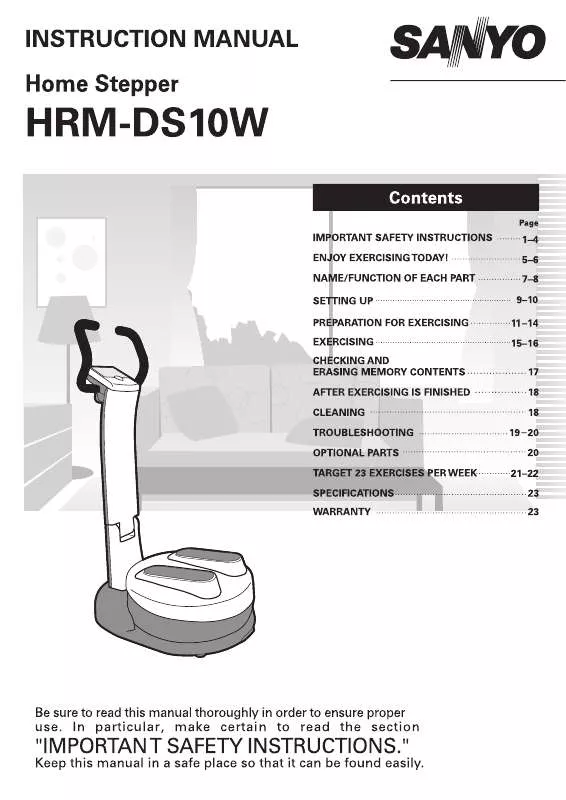 Mode d'emploi SANYO HRM-DS10W