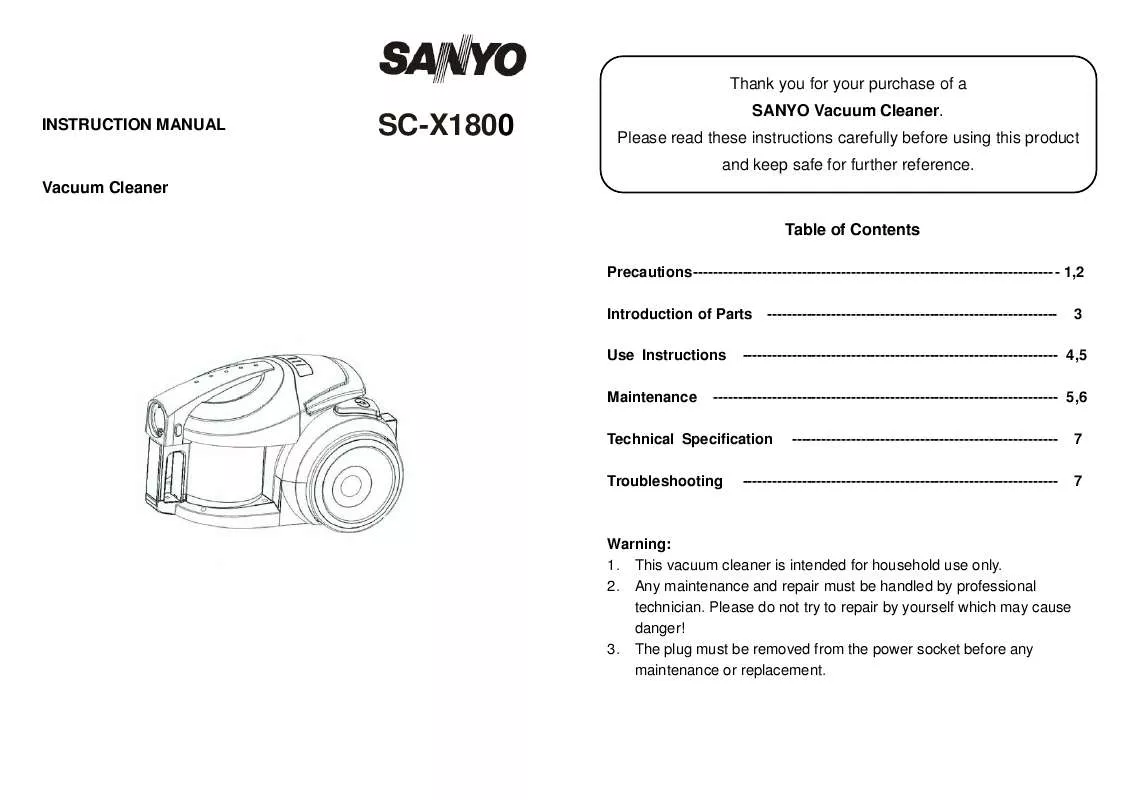 Mode d'emploi SANYO SC-X1800B