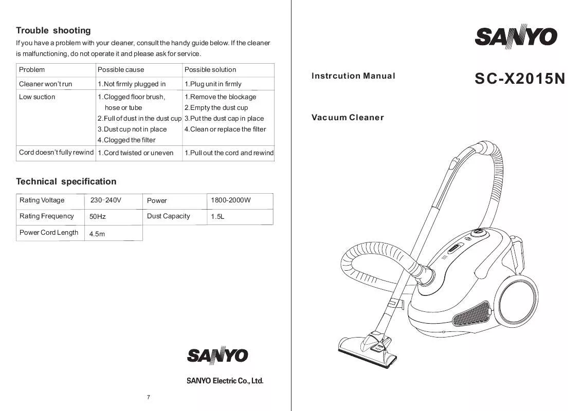 Mode d'emploi SANYO SC-X2015N
