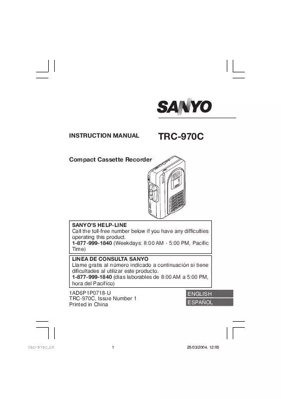 Mode d'emploi SANYO TRC-970C