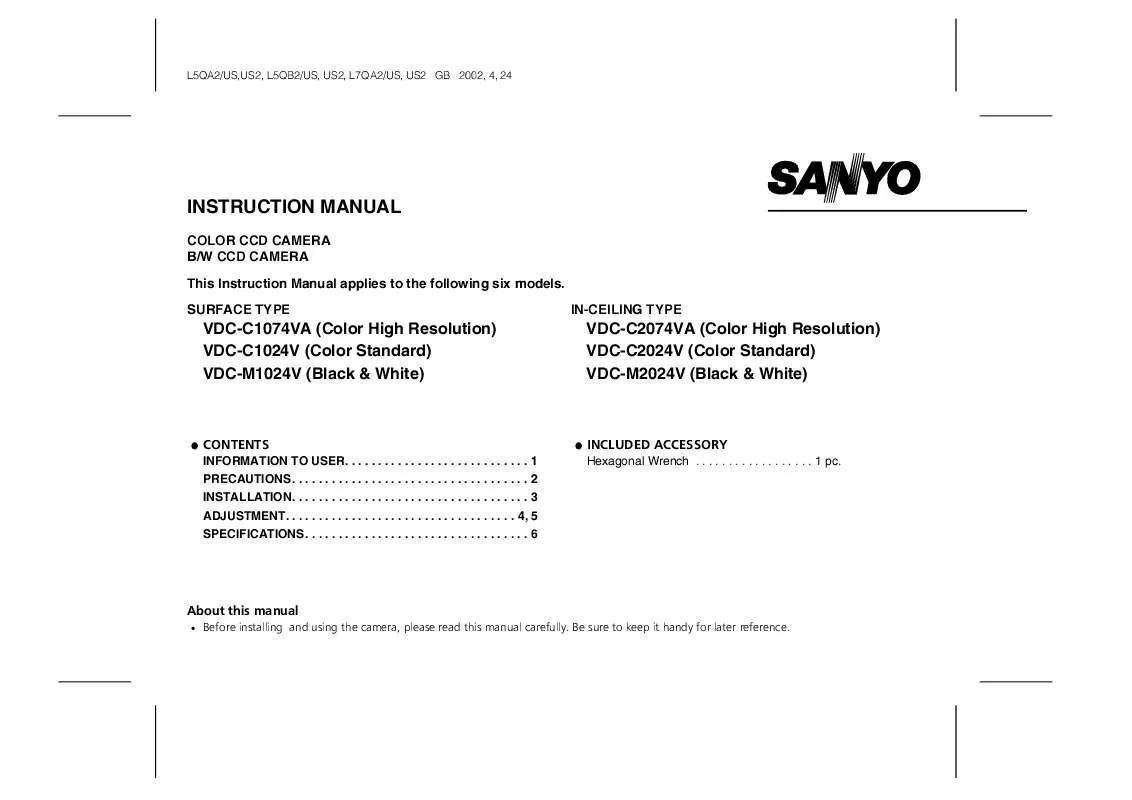 Mode d'emploi SANYO VDC-C1024V