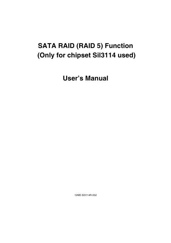Mode d'emploi SATA RAID 5