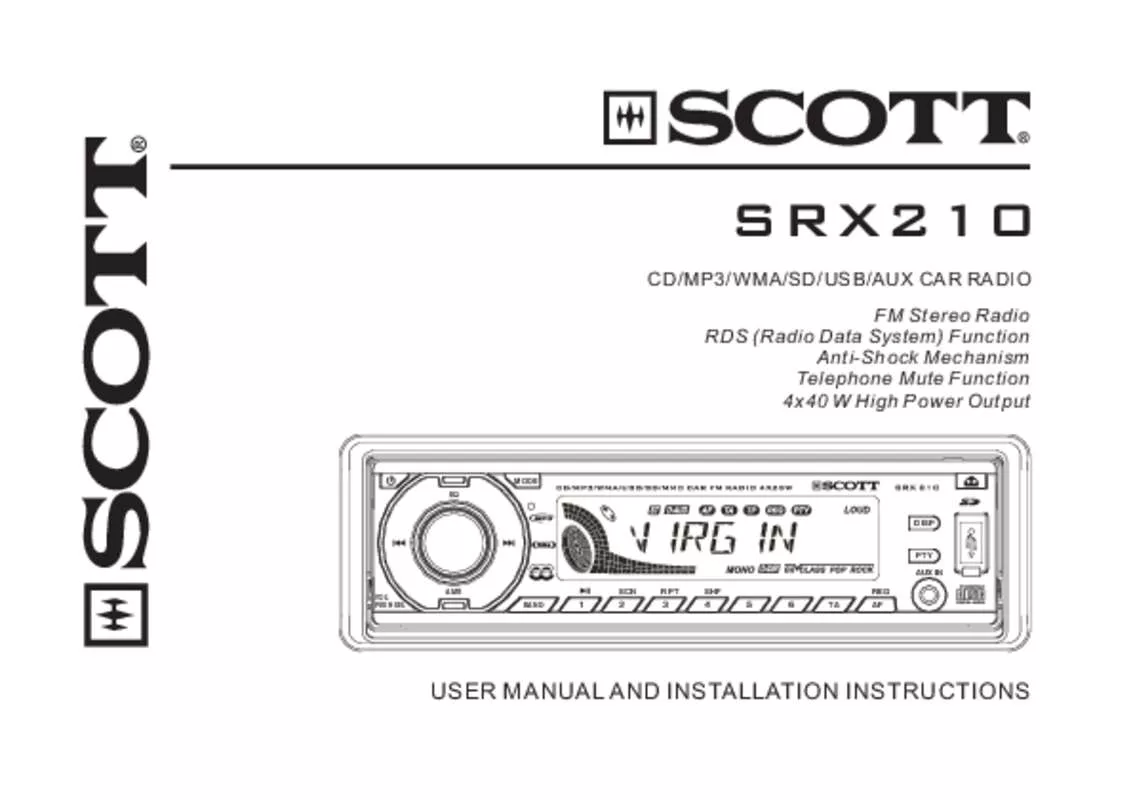 Mode d'emploi SCOTT SRX 210