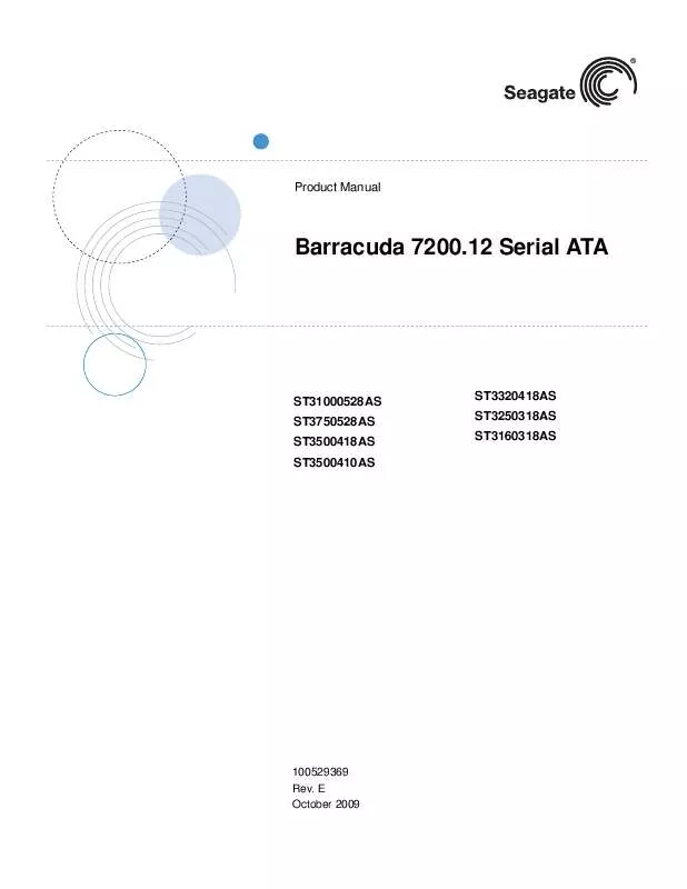 Mode d'emploi SEAGATE BARRACUDA 7200.12 SERIAL ATA