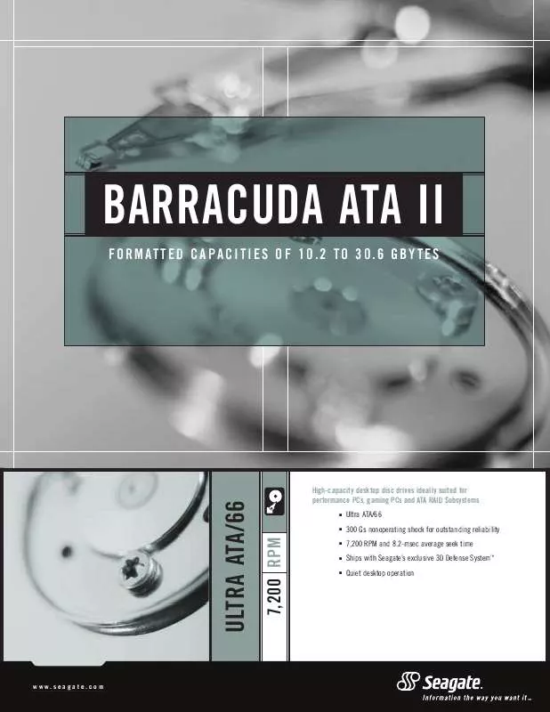 Mode d'emploi SEAGATE BARRACUDA ATA II