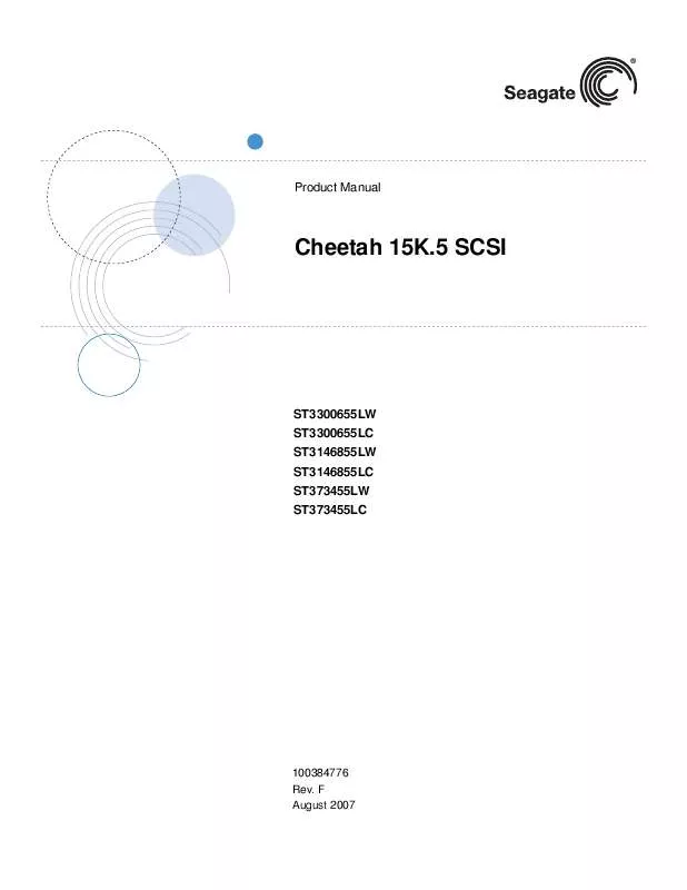 Mode d'emploi SEAGATE CHEETAH 15K.5 SCSI