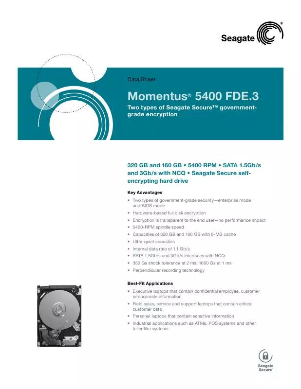 Mode d'emploi SEAGATE MOMENTUS 5400 FDE.3