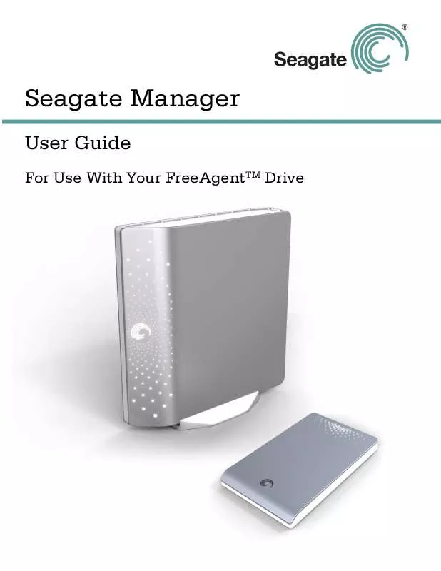 Mode d'emploi SEAGATE MANAGER FREEAGENT DRIVE