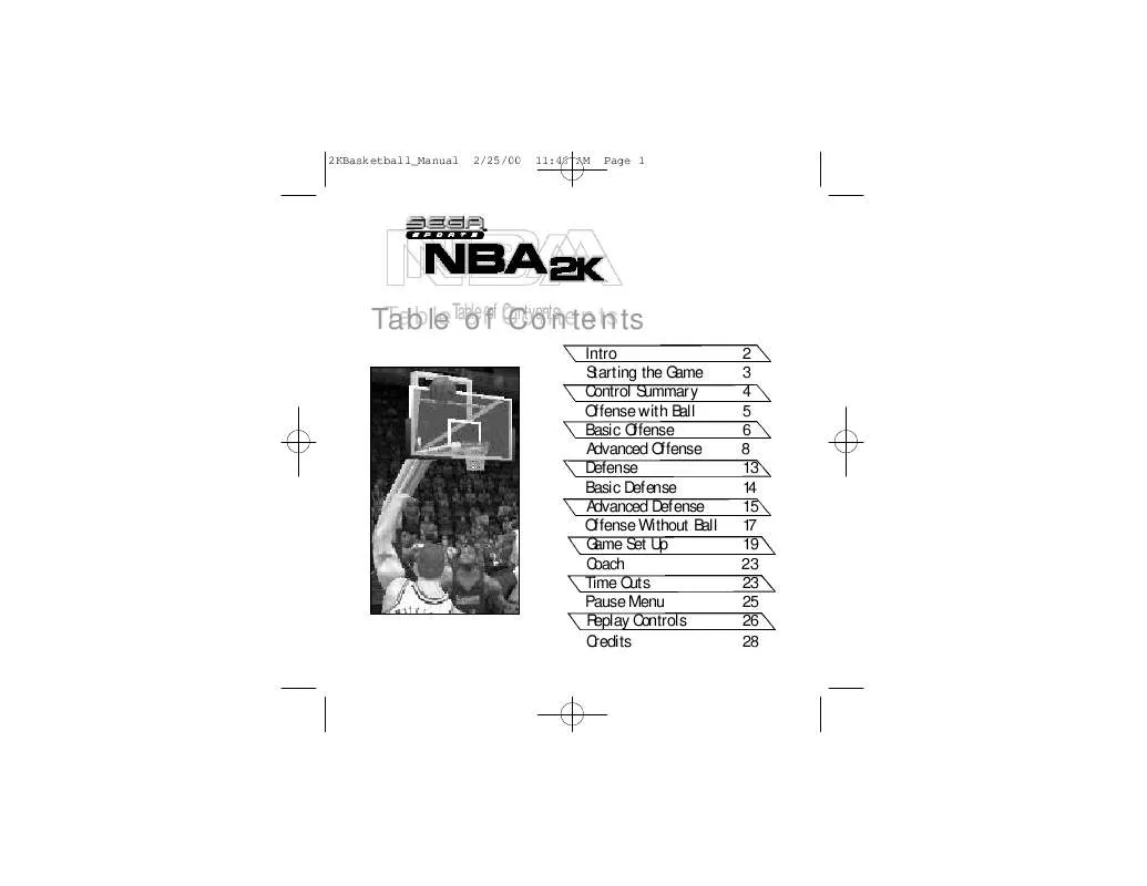 Mode d'emploi SEGA DREAMCAST GAMES NBA 2K