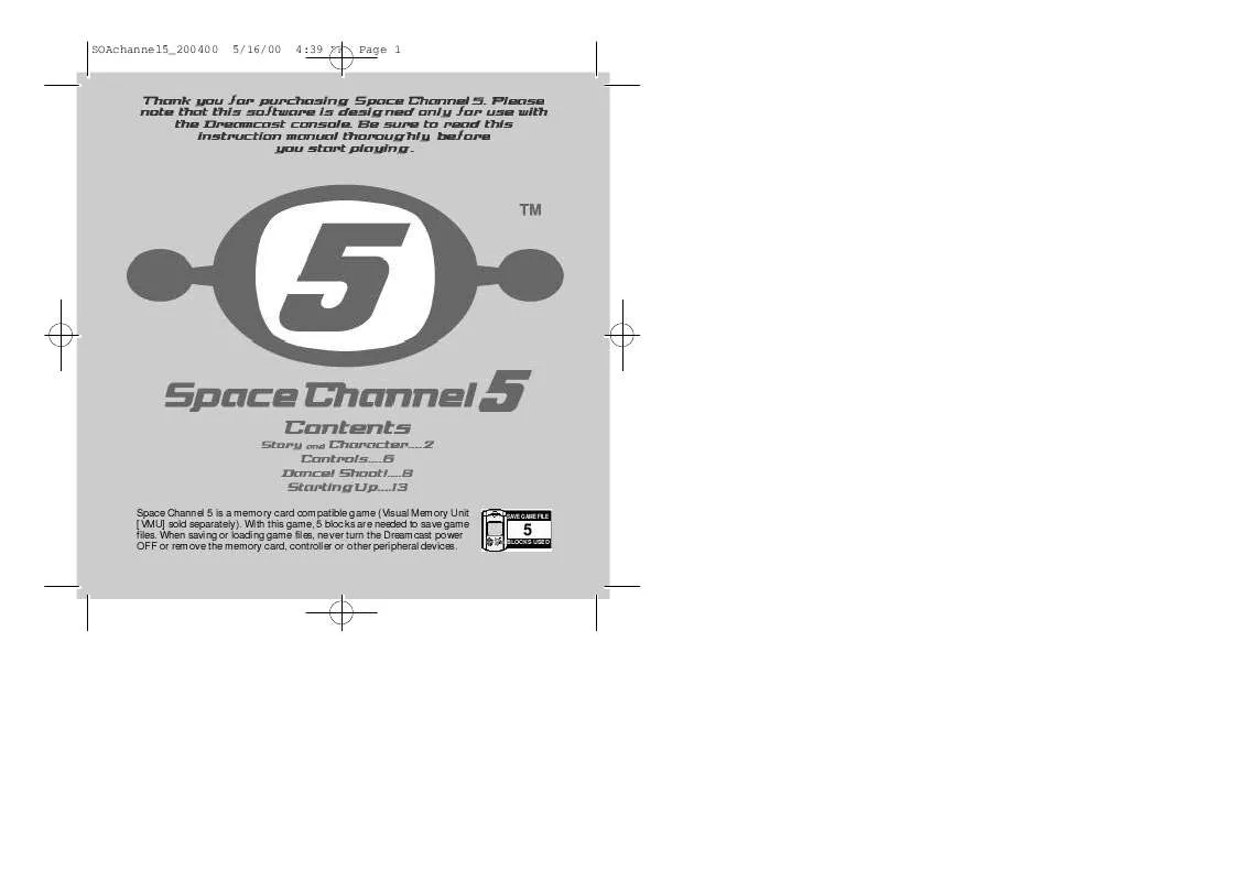 Mode d'emploi SEGA DREAMCAST GAMES SPACE CHANNEL 5
