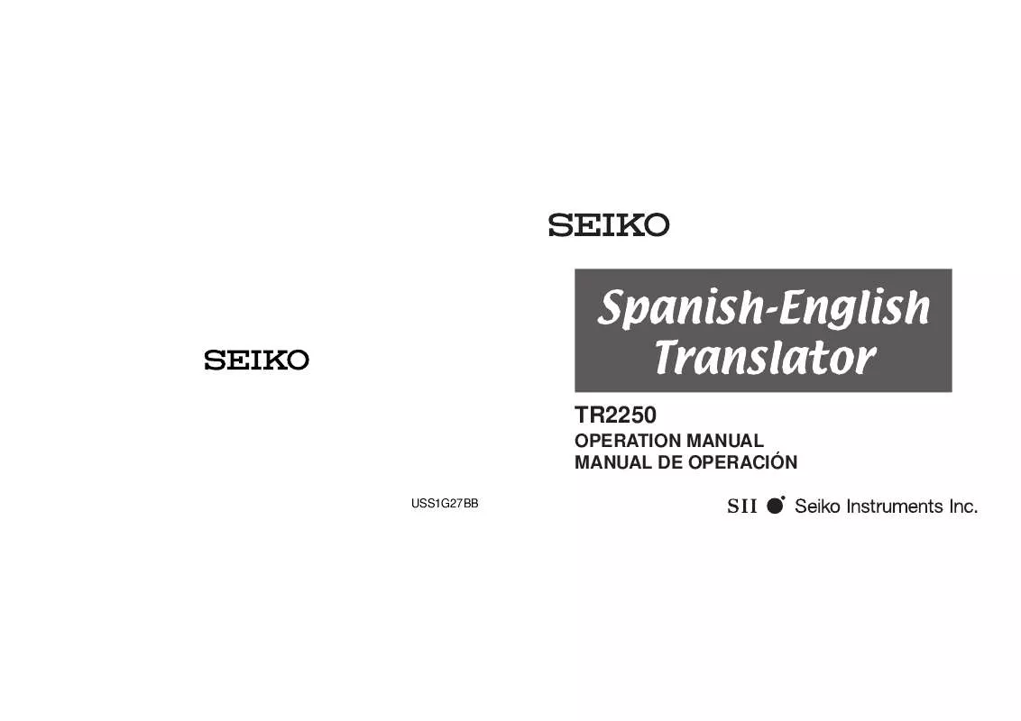 Mode d'emploi SEIKO ENGLISH-SPANISH TRANSLATOR
