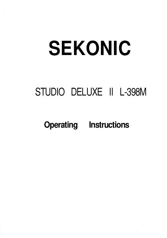 Mode d'emploi SEKONIC L-398M STUDIO DELUXE II