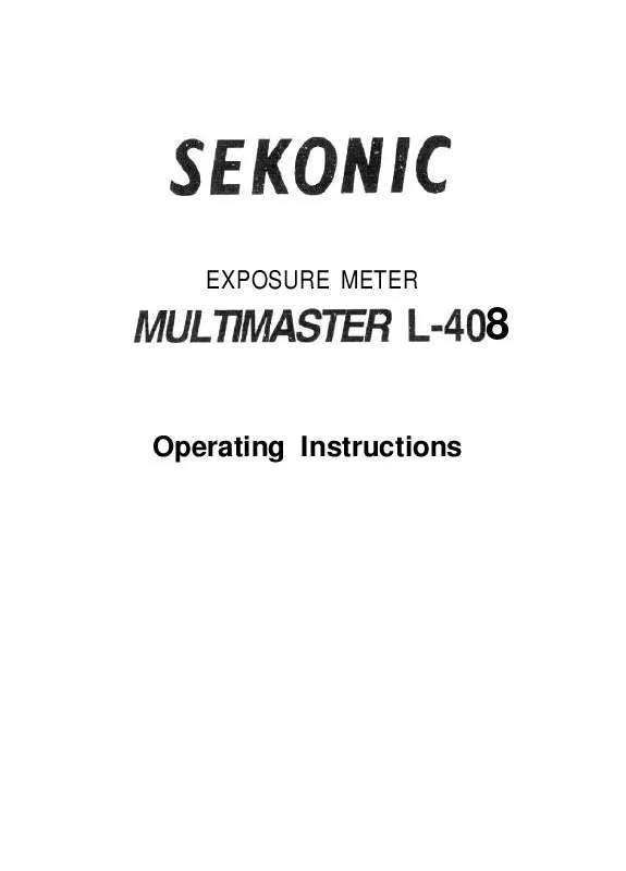 Mode d'emploi SEKONIC L-408 MULTIMASTER