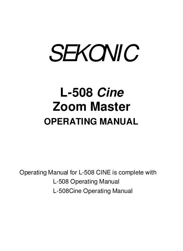 Mode d'emploi SEKONIC L-508 CINE ZOOM MASTER