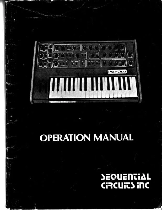 Mode d'emploi SEQUENTIAL CIRCUITS PRO-ONE