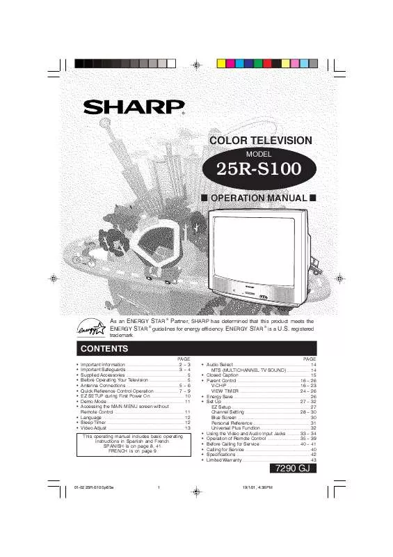 Mode d'emploi SHARP 25R-S100