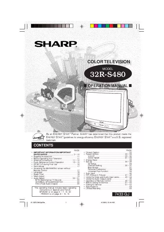 Mode d'emploi SHARP 32R-S480