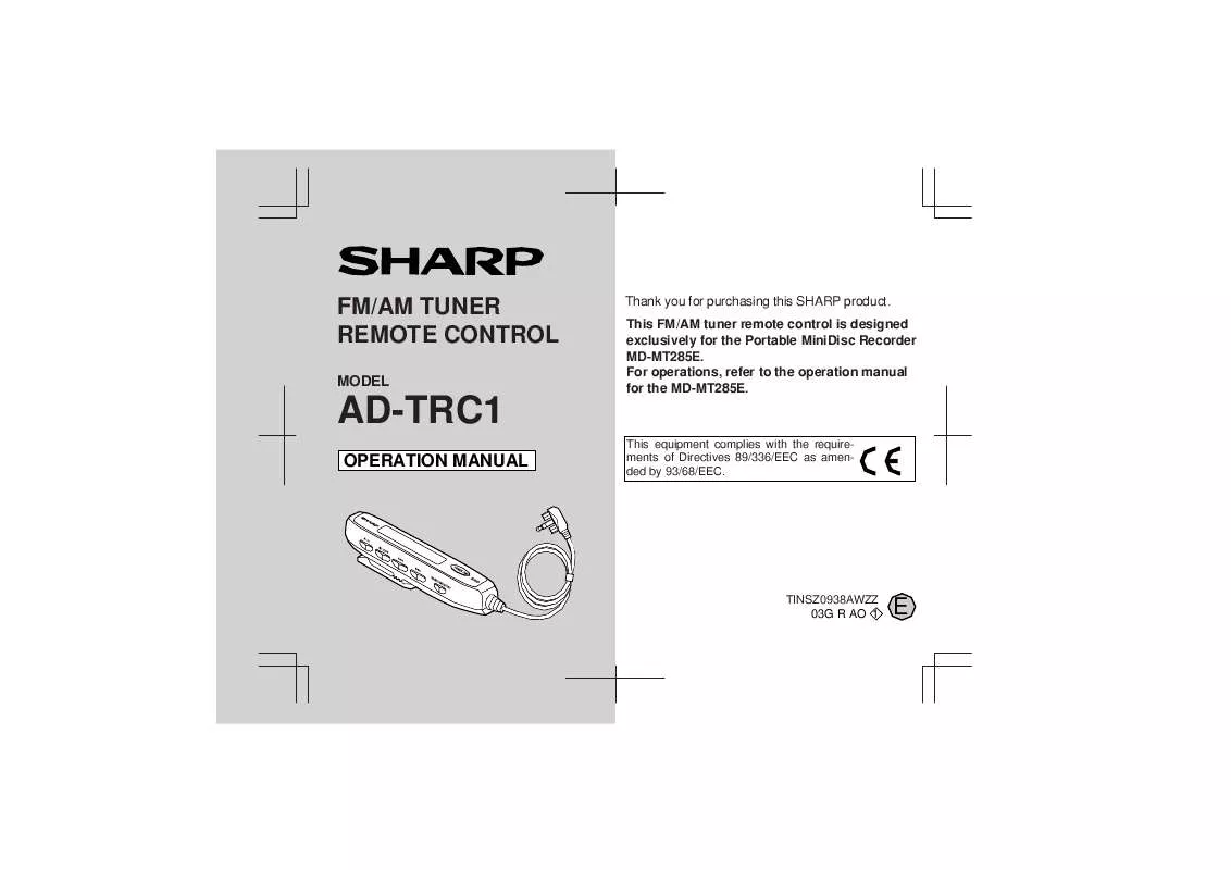 Mode d'emploi SHARP AD-TRC1
