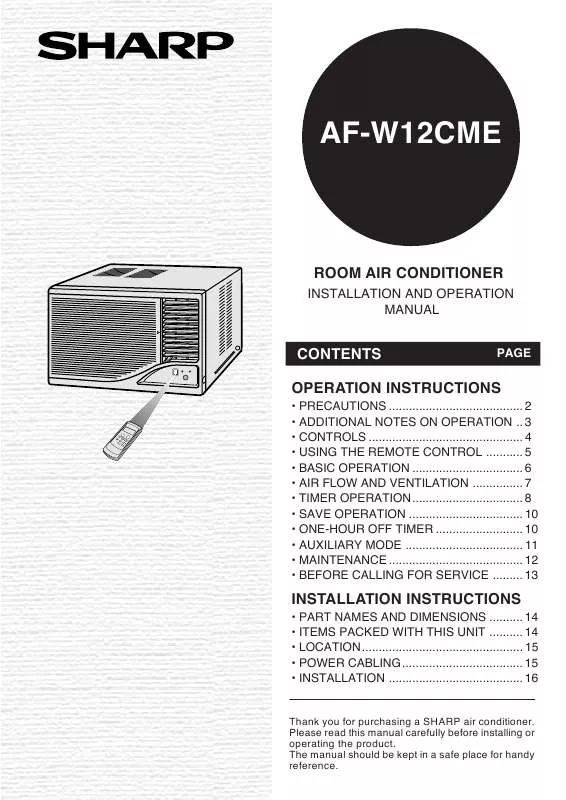 Mode d'emploi SHARP AF-W12CME