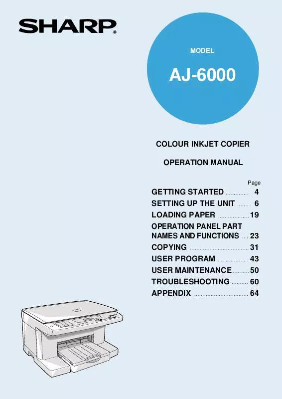 Mode d'emploi SHARP AJ-6000