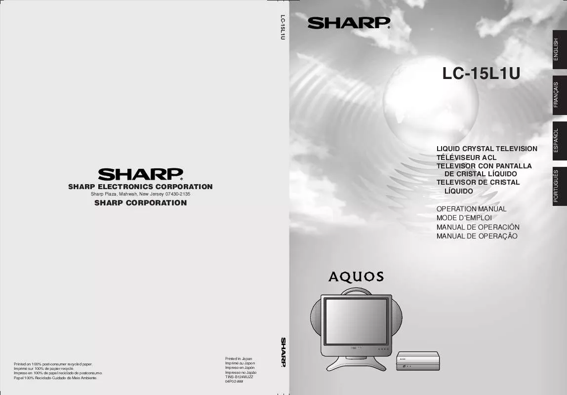 Mode d'emploi SHARP AQUOS LC-15L1U-S