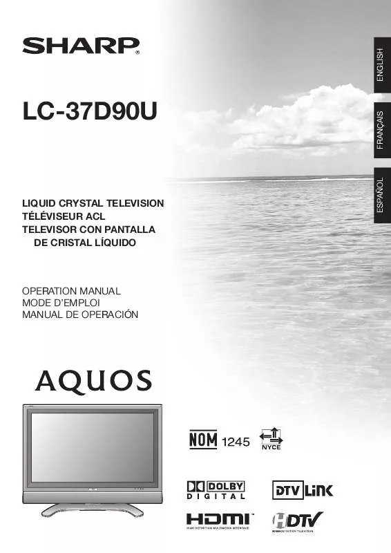 Mode d'emploi SHARP AQUOS LC-37D90U